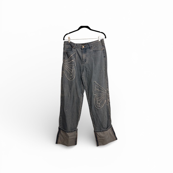 Finesse Denim - Finesse Women's blue Jeans with Butterfly Design vintage inspired